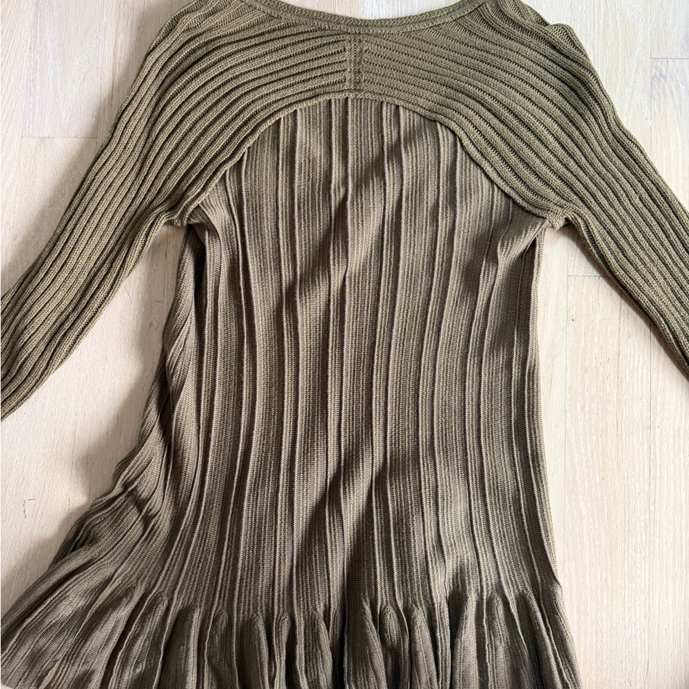 Free People Ribs and Ruffles Olive Green Tunic - Picture 2 of 6